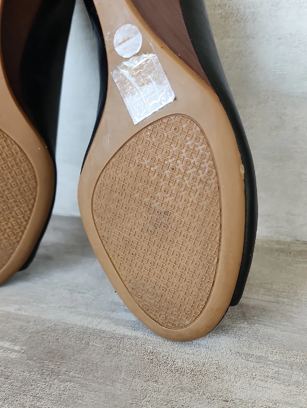 Tory Burch Black Lowell Peep Toe Wedge Pump Size 7.5